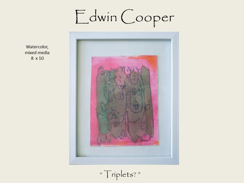 Edwin Cooper - Triplets - Watercolor, mixed media art piece