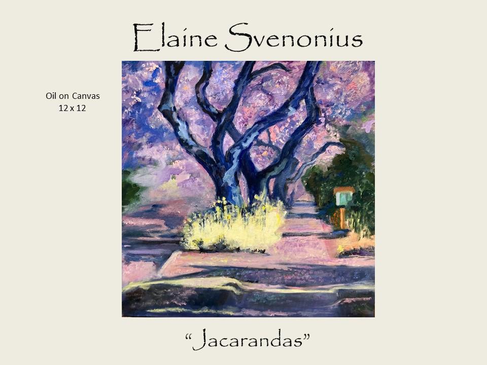 Elaine Svenonius - Jacarandas - Oil on Canvas 12 x 12